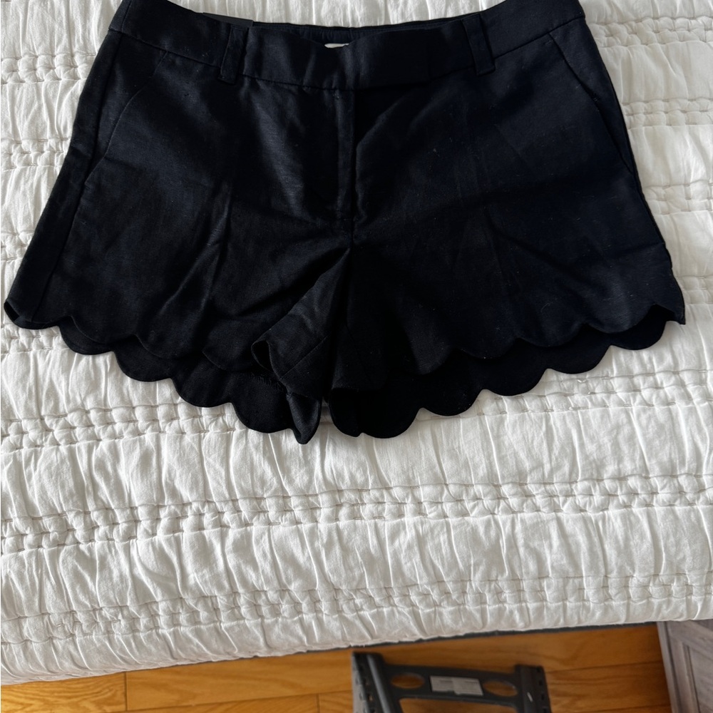 J. Crew High Waist Black Scalloped Shorts